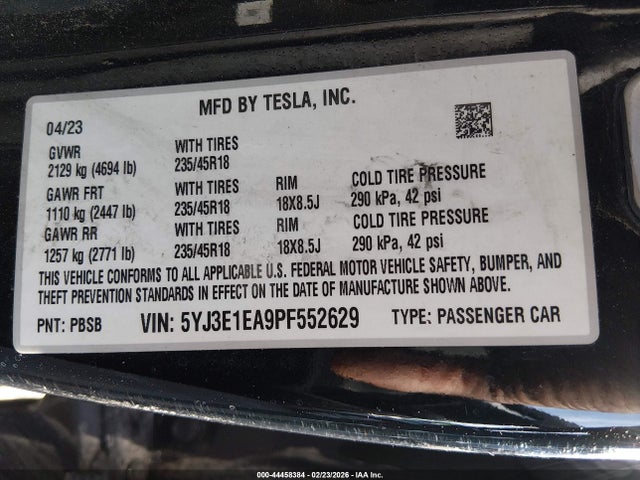 2023 TESLA MODEL 3 5YJ3E1EA9PF552629 Photo 8
