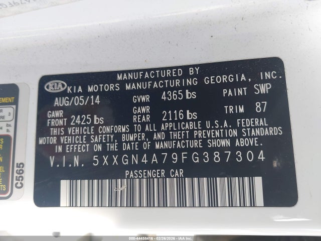 KIA OPTIMA EX 2015 5XXGN4A79FG387304 Image 9
