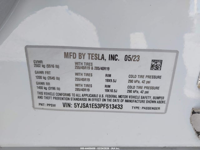 2023 TESLA MODEL S 5YJSA1E53PF513433 Photo 8