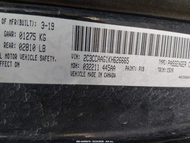 Aukcja sprzedaży 2019 Chrysler 300 Touring, vin: 2C3CCAAG1KH626665, numer aukcji: 44458476