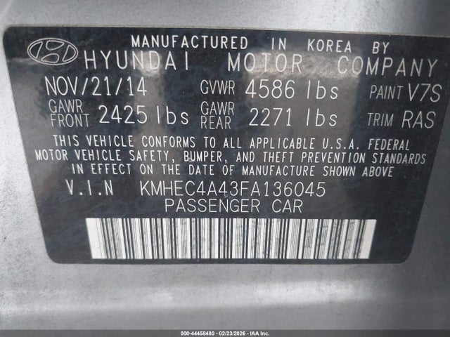 Hyundai SONATA HYBRID 2015 KMHEC4A43FA136045 Image 9