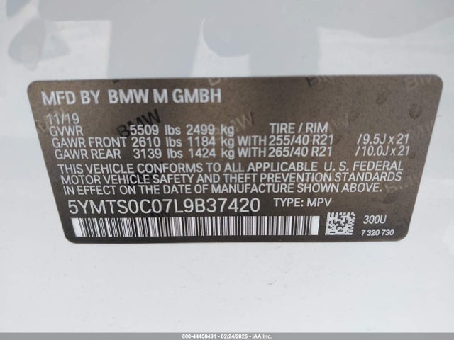 2020 BMW X3 M 5YMTS0C07L9B37420 Photo 8