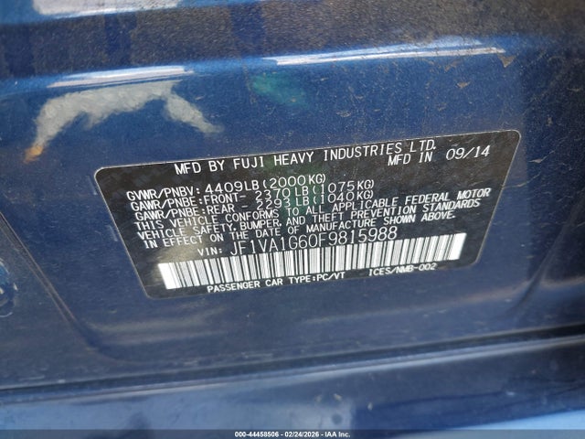 JF1VA1G60F9815988 Subaru Wrx Limited