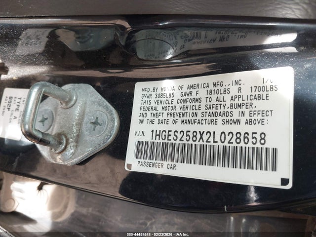 2002 HONDA CIVIC 1HGES258X2L028658 Photo 8