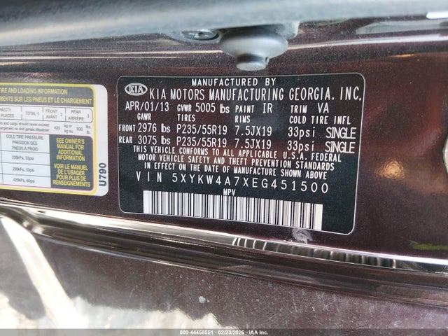 5XYKW4A7XEG451500 KIA SORENTO SX