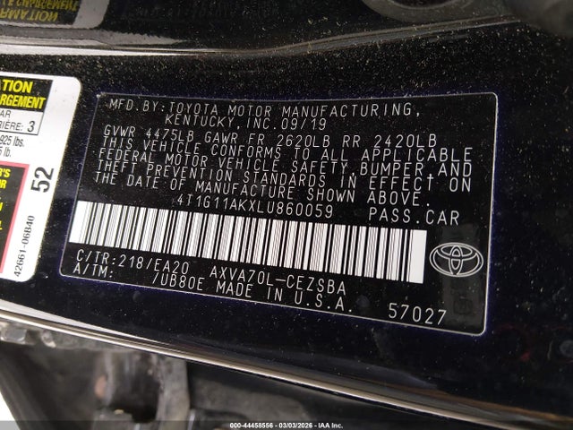 4T1G11AKXLU860059 Toyota CAMRY SE