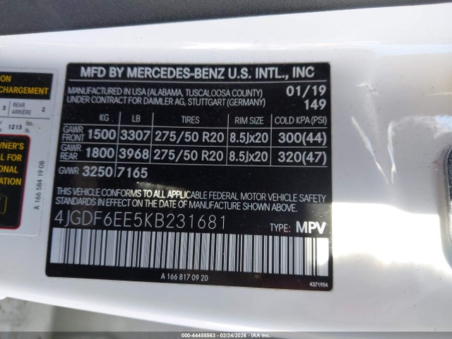Aukcja sprzedaży 2019 Mercedes-benz Gls 450 4matic, vin: 4JGDF6EE5KB231681, numer aukcji: 44458563