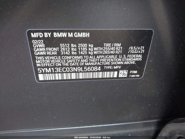 5YM13EC03N9L56084 BMW X3 M