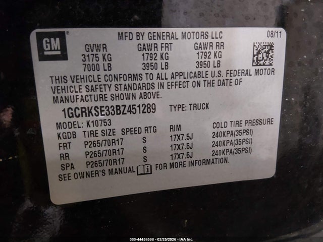 2011 CHEVROLET SILVERADO 1500 1GCRKSE33BZ451289 Photo 8