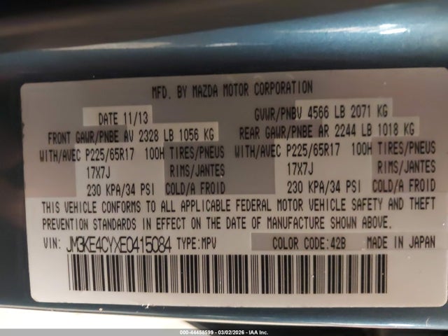 Auction sale of the 2014 Mazda Cx-5 Touring, vin: JM3KE4CYXE0415084, lot number: 44458599