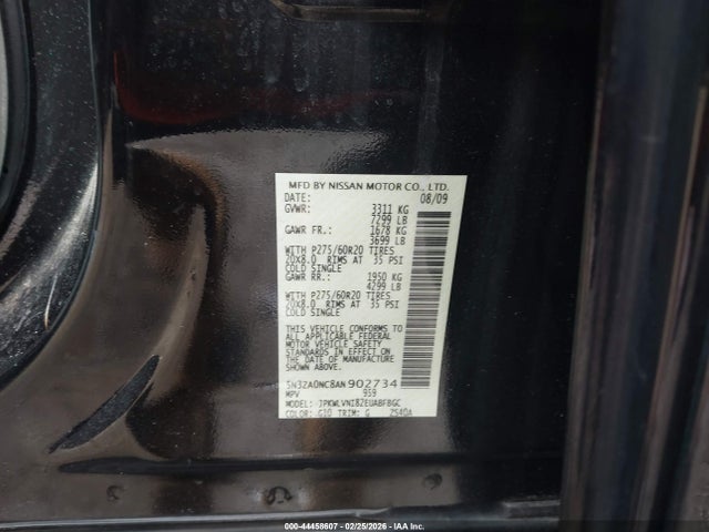 44458607 :رقم المزاد ، 5N3ZA0NC8AN902734 vin ، 2010 Infiniti Qx56 مزاد بيع