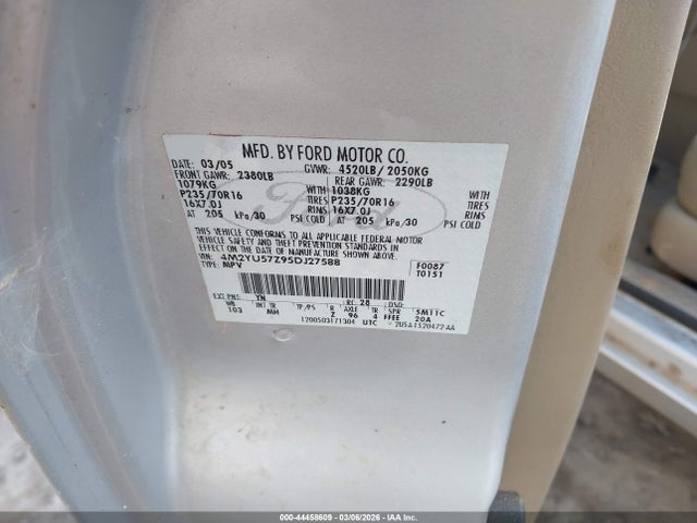 2005 MERCURY MARINER 4M2YU57Z95DJ27588 Photo 8