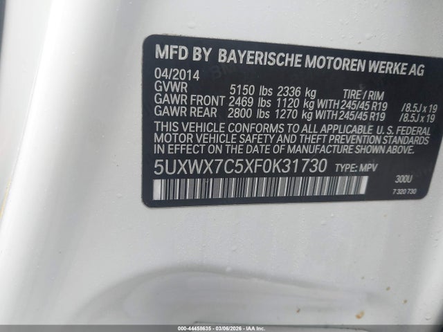 2015 BMW X3 5UXWX7C5XF0K31730 Photo 8