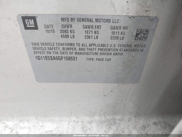 1G11E5SA6GF158531 Chevrolet Malibu Limited Ltz