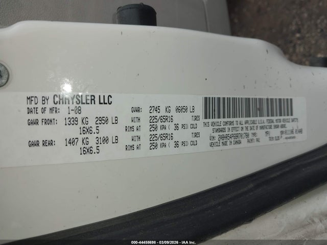Продажа на аукционе авто 2008 Chrysler Town & Country Touring, vin: 2A8HR54P68R701780, номер лота: 44458698