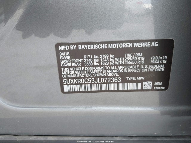5UXKR0C53JL072363 BMW X5 Xdrive35i