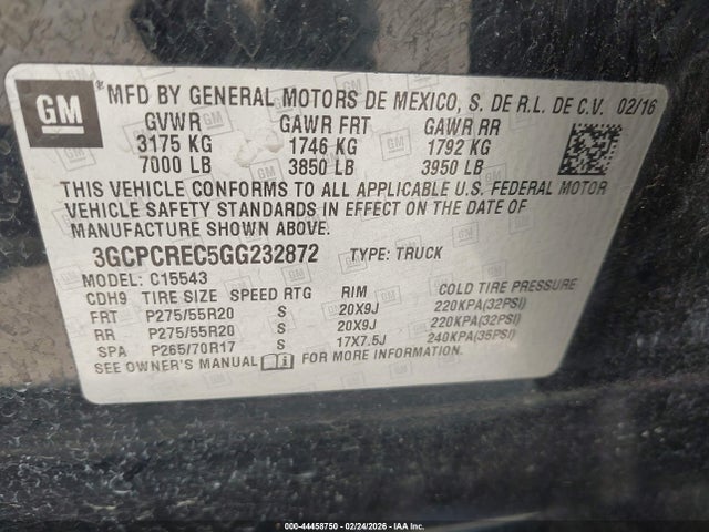 3GCPCREC5GG232872 Chevrolet Silverado 1500 1lt