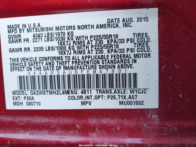 2015 MITSUBISHI OUTLANDER SPORT 4A4AR3AU6FE047891 Photo 8