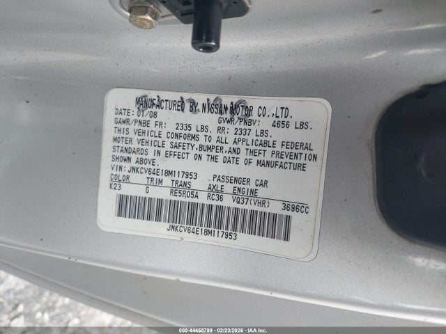 44458799 :رقم المزاد ، JNKCV64E18M117953 vin ، 2008 Infiniti G37 Journey مزاد بيع