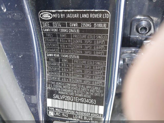 2014 LAND ROVER RANGE ROVER EVOQUE SALVP2BG1EH934063 Photo 8