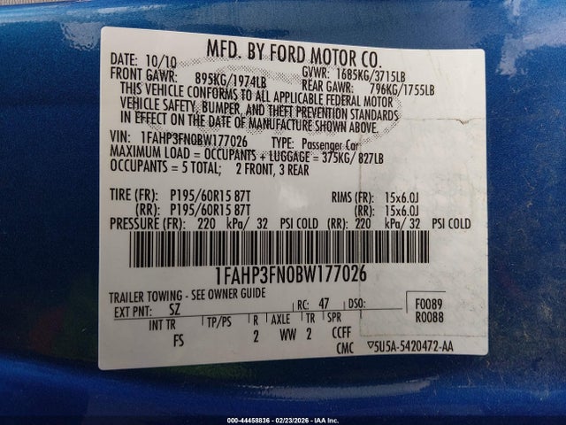 2011 FORD FOCUS 1FAHP3FN0BW177026 Photo 8