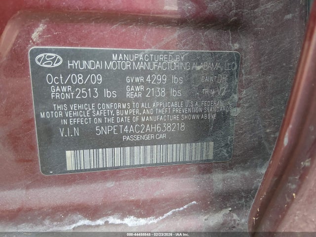 2010 HYUNDAI SONATA 5NPET4AC2AH638218 Photo 8