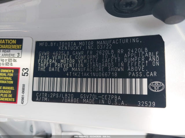 4T1KZ1AK1NU066718 Toyota Camry Xse V6