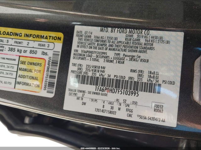 Ford FUSION SE 2015 1FA6P0HD7F5103995 Image 9