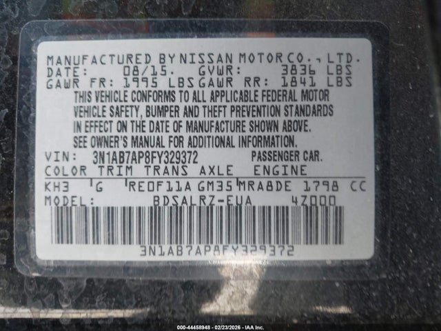 Nissan SENTRA SR 2015 3N1AB7AP8FY329372 Image 9