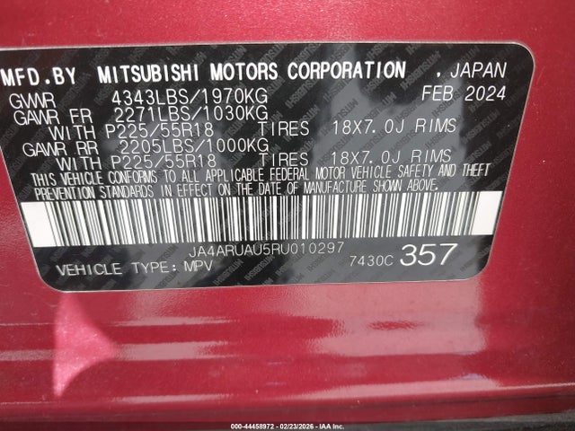 2024 MITSUBISHI OUTLANDER SPORT JA4ARUAU5RU010297 Photo 8