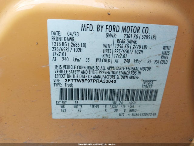 3FTTW8F97PRA33040 Ford Maverick Xlt