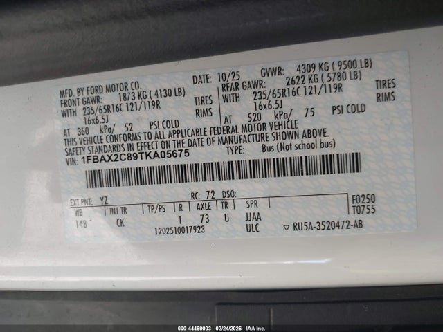 1FBAX2C89TKA05675 Ford Transit