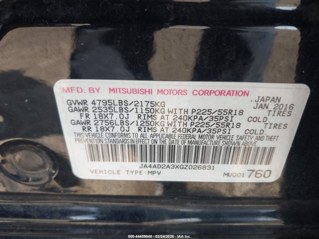 Mitsubishi Outlander Es 2016 JA4AD2A3XGZ026831 Image 9