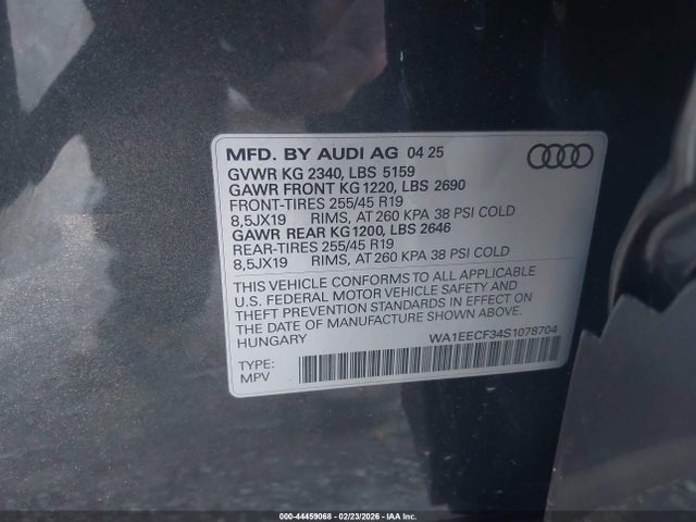 WA1EECF34S1078704 Audi Q3 Premium 45 Tfsi S Line Quattro Tiptronic