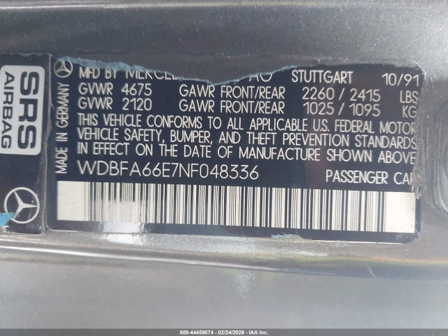 1992 MERCEDES-BENZ 500 WDBFA66E7NF048336 Photo 8