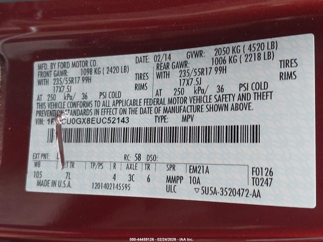 1FMCU0GX8EUC52143 Ford ESCAPE SE