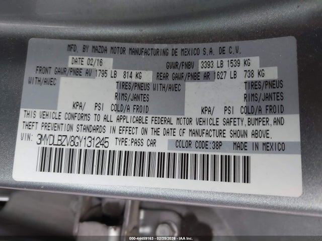 3MYDLBZV8GY131245 Scion IA