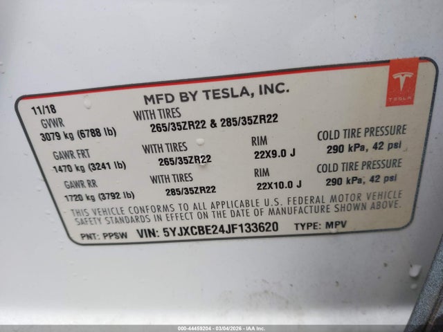 2018 TESLA MODEL X 5YJXCBE24JF133620 Photo 8
