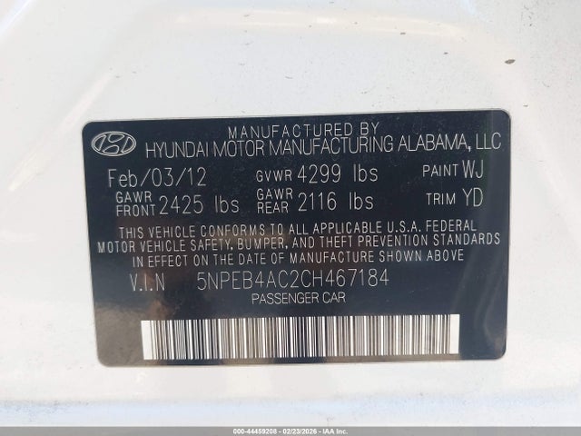 2012 HYUNDAI SONATA 5NPEB4AC2CH467184 Photo 8