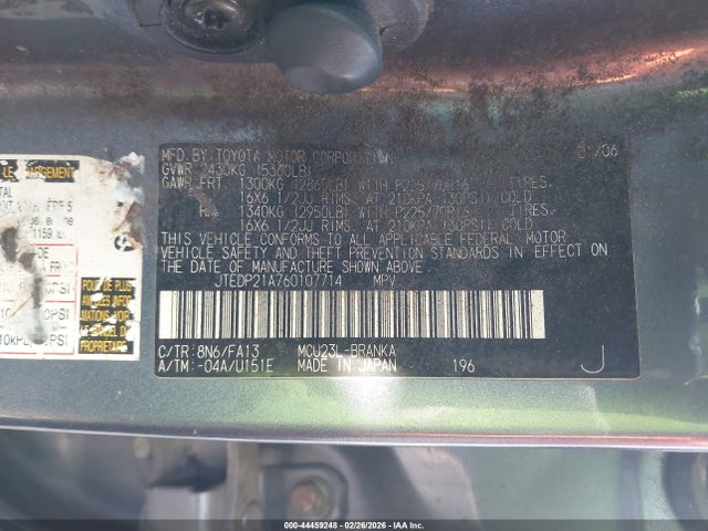 2006 TOYOTA HIGHLANDER JTEDP21A760107714 Photo 8