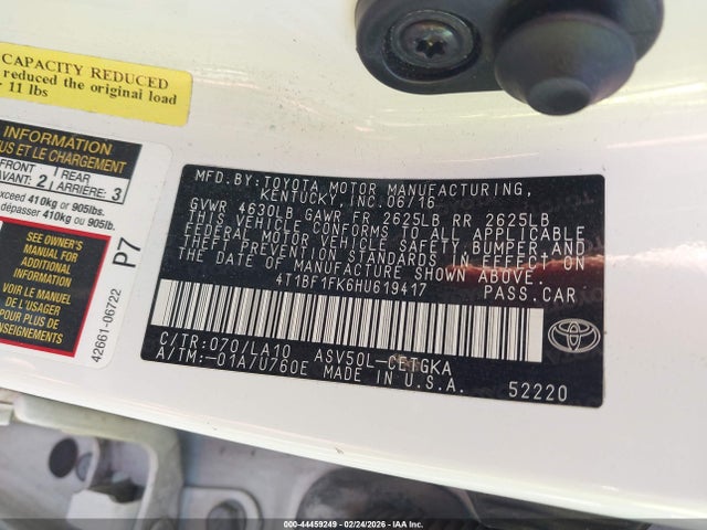 4T1BF1FK6HU619417 Toyota CAMRY XLE