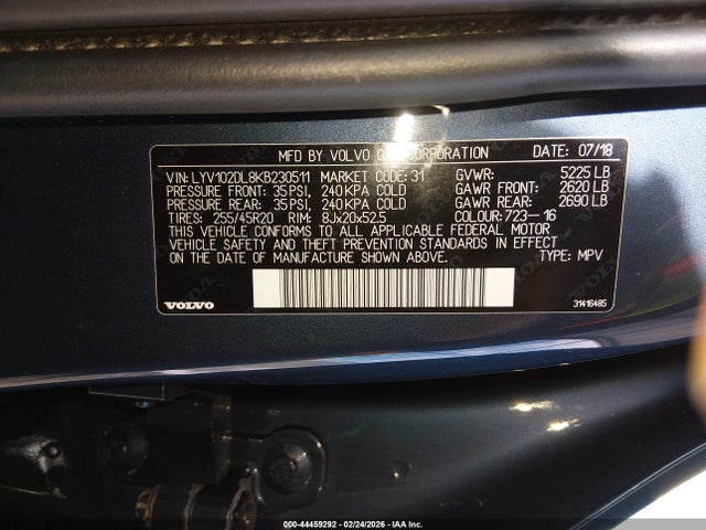 2019 VOLVO XC60 LYV102DL8KB230511 Photo 8