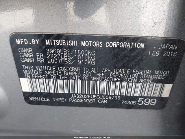 2016 MITSUBISHI LANCER JA32U2FU5GU009796 Photo 8