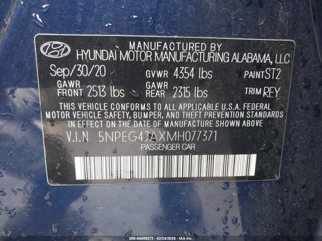 44459372 :رقم المزاد ، 5NPEG4JAXMH077371 vin ، 2021 Hyundai Sonata Se مزاد بيع