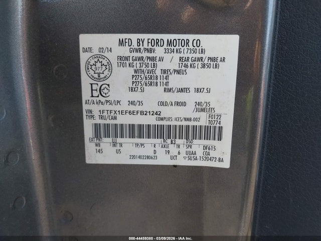 Ford F-150 Xlt 2014 1FTFX1EF6EFB21242 Image 9
