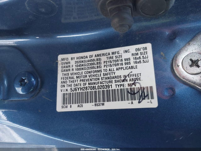 2008 HONDA ELEMENT 5J6YH28708L020391 Photo 8