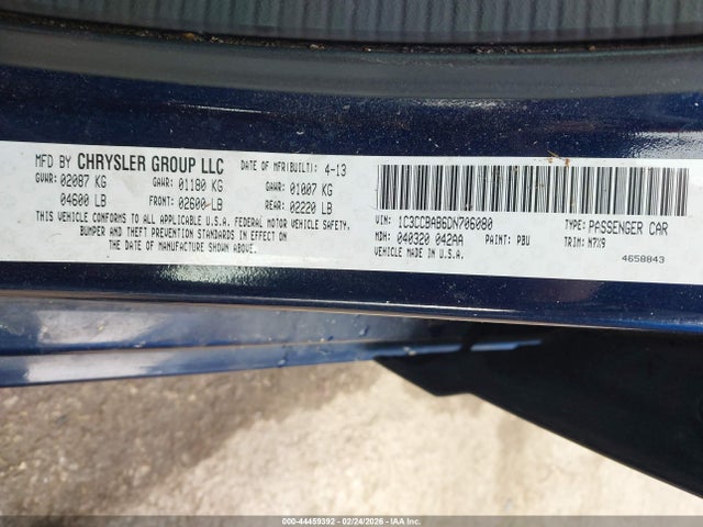 44459392 :رقم المزاد ، 1C3CCBAB6DN706080 vin ، 2013 Chrysler 200 Lx مزاد بيع