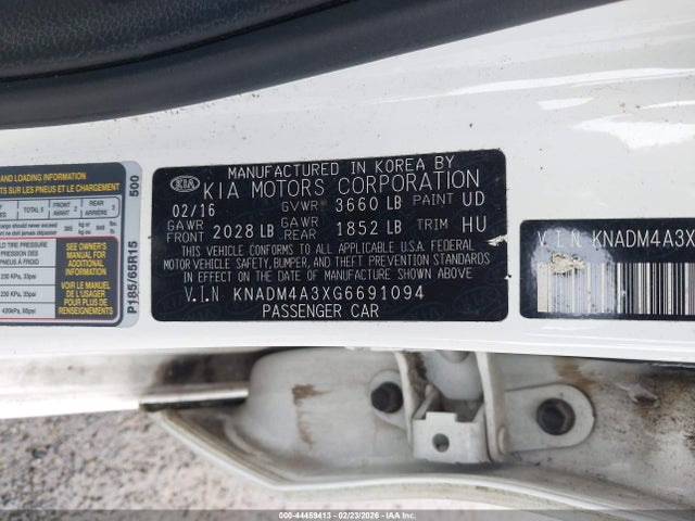 KNADM4A3XG6691094 KIA RIO LX