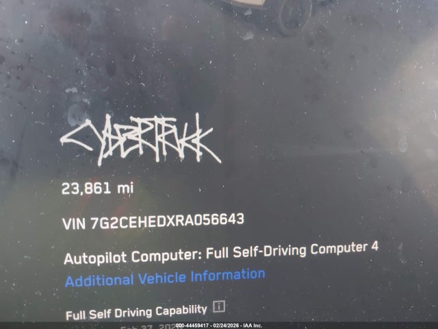 44459417 :رقم المزاد ، 7G2CEHEDXRA056643 vin ، 2024 Tesla Cybertruck All-wheel Drive مزاد بيع