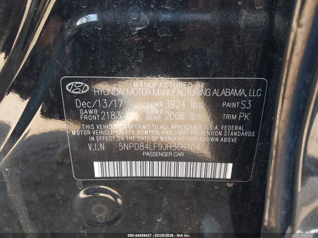 5NPD84LF9JH306104 Hyundai Elantra Value Edition